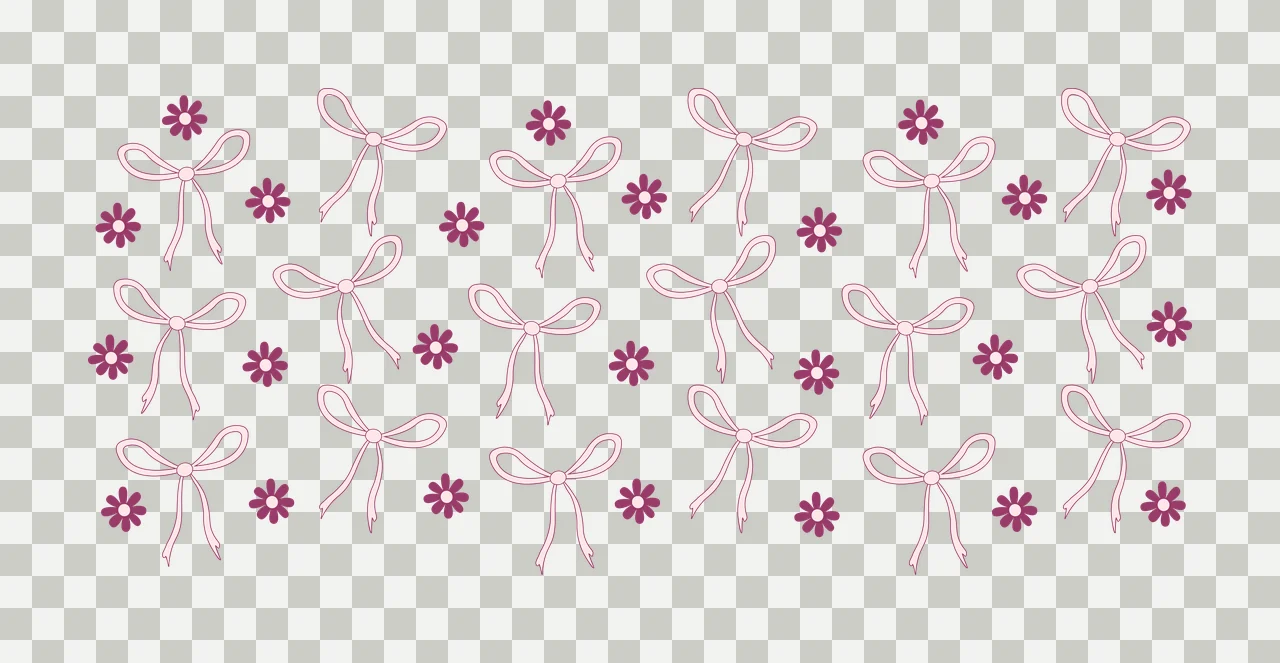 Can Glass Wrap Bow And Flower Silhouette Pattern bows flowers transparency and detail preview thumbnail