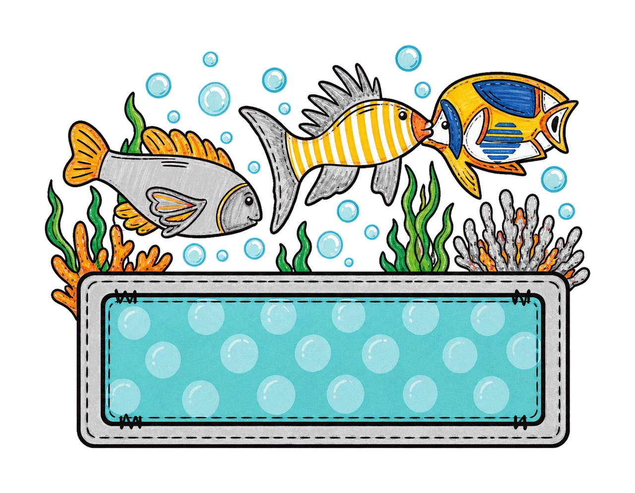 Colorful fish underwater with Name Patch girly Variation B