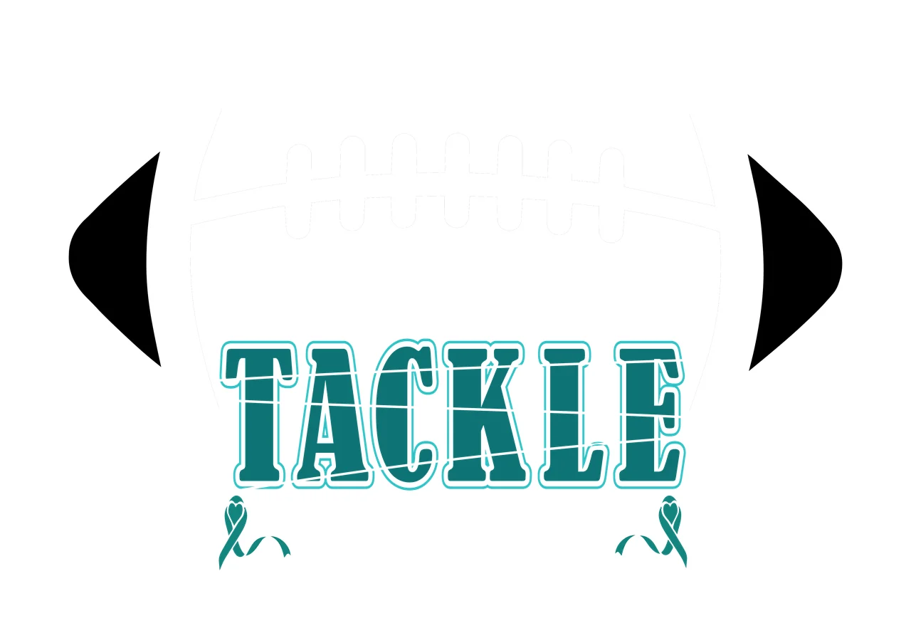 Tackle Ovarian Cancer Football Graphic Text promoting awareness