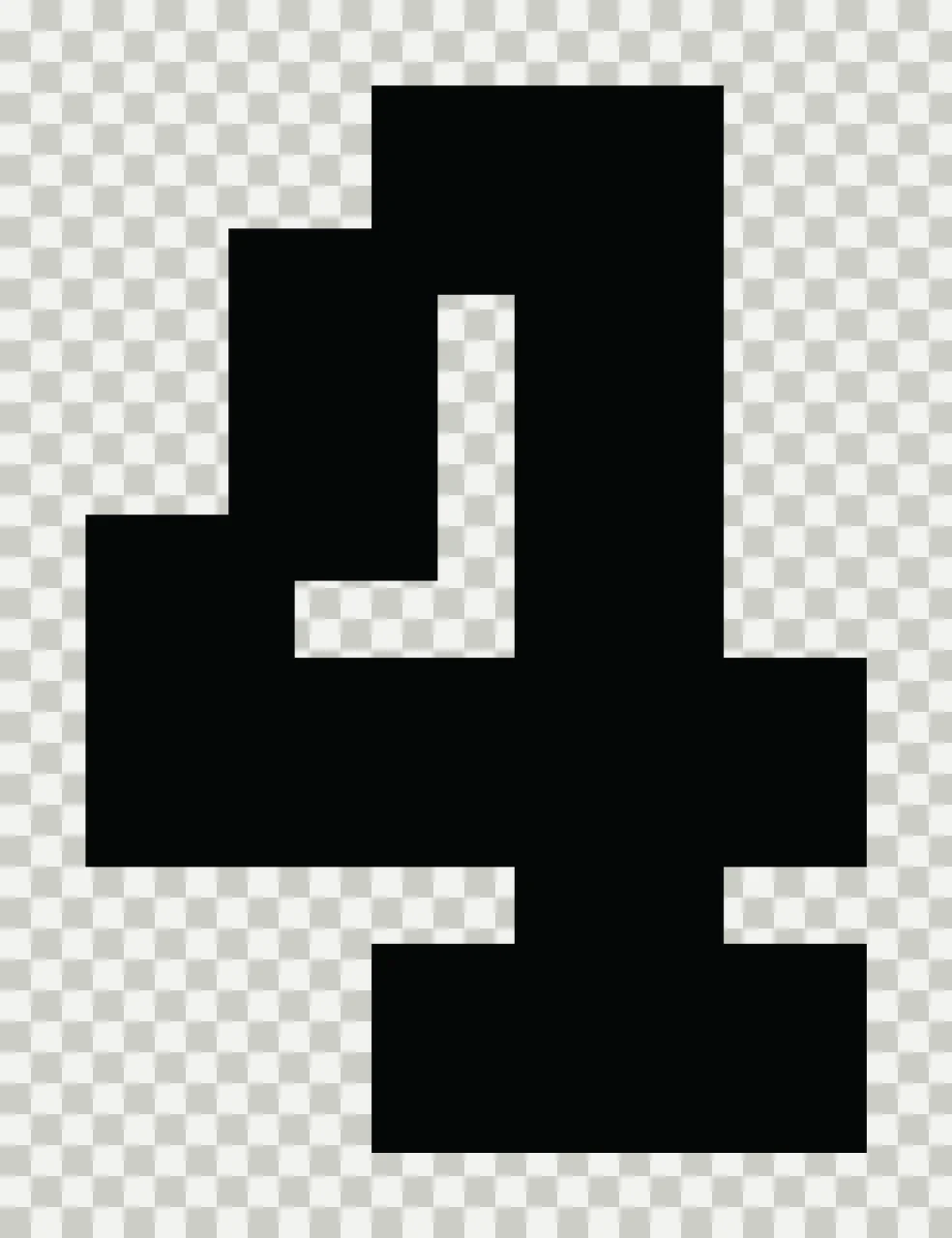 Number 4 Pixel Art Numeral Four In Black white typography symbol transparency and detail preview thumbnail