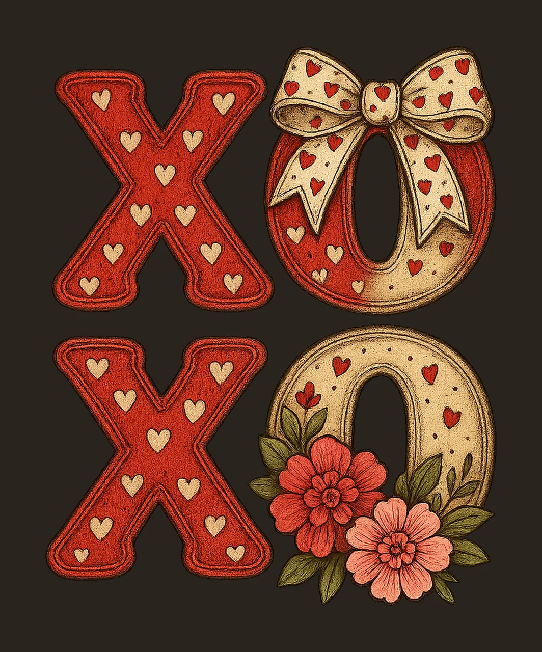 XOXO Heart Valentine Shirt Coquette Style Tee Design Cute contrast preview thumbnail
