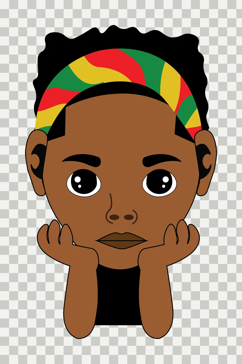 Black Person Silhouette Resting Chin On Hands simple white background transparency and detail preview thumbnail