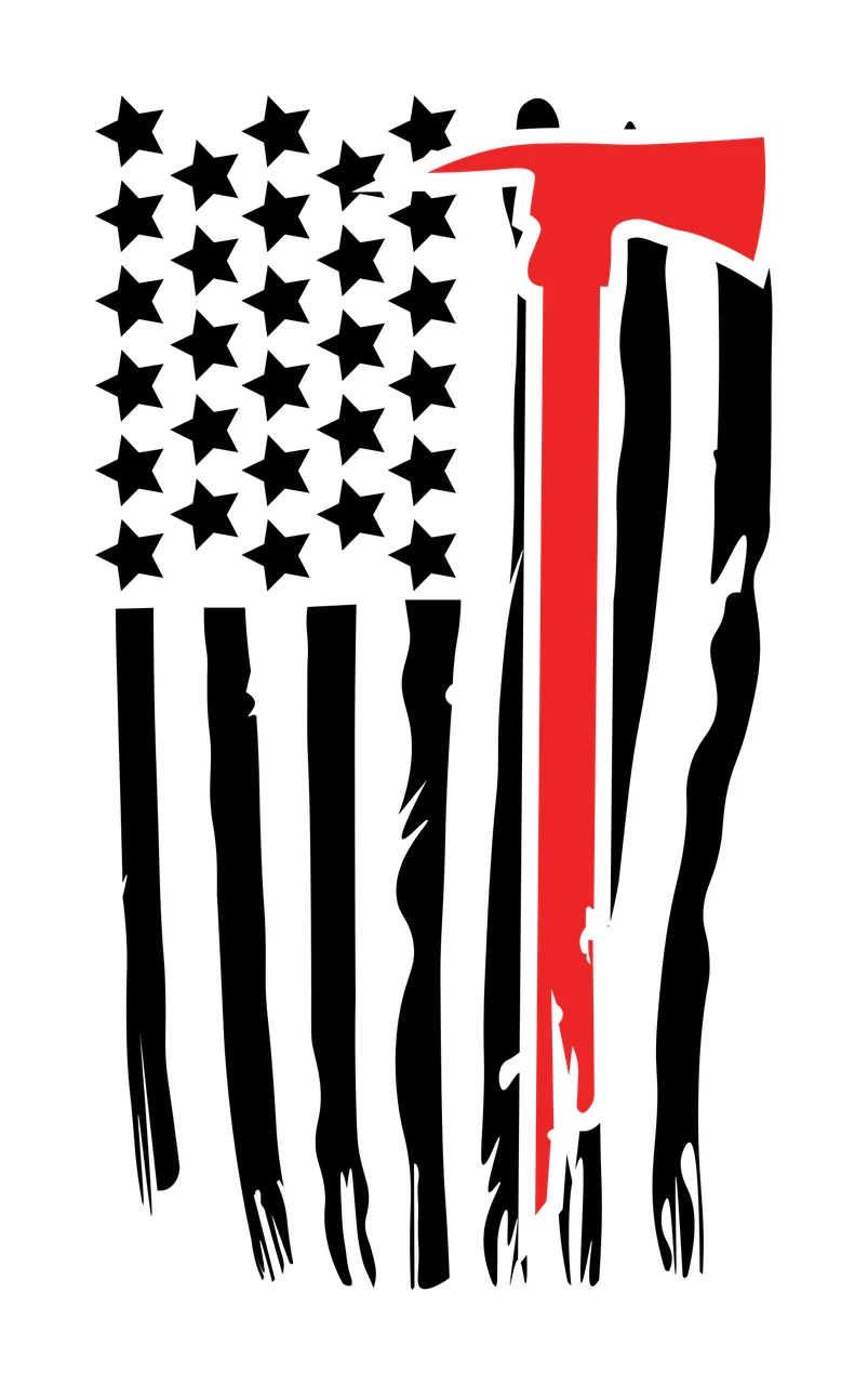 Flag American With Fire Axe integrated stripes stars silhouette
