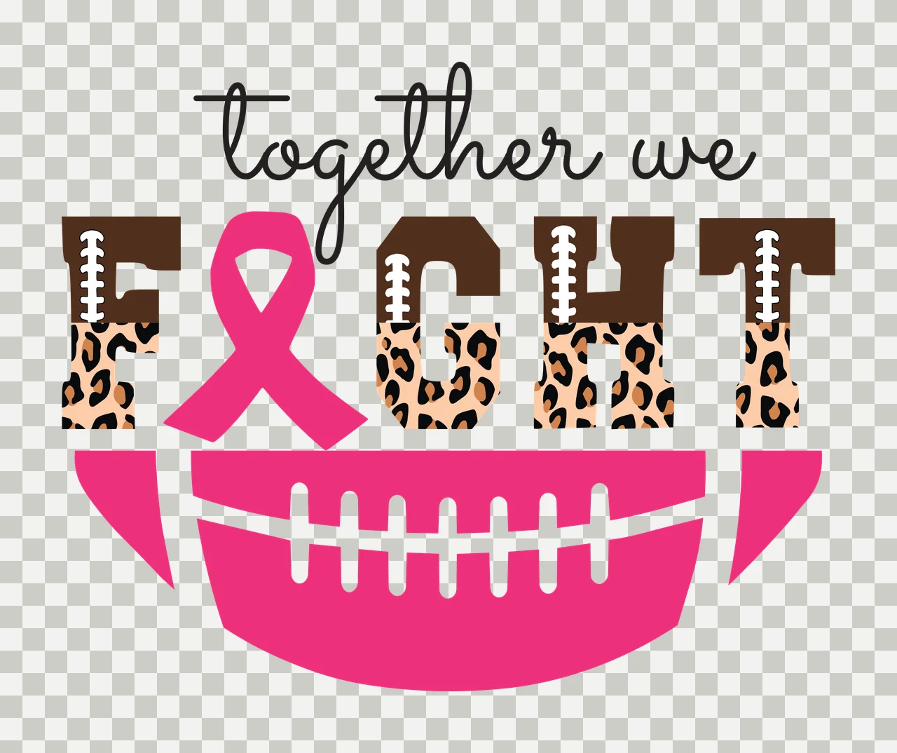 Football Together We Fight Ribbon Typography black white sports transparency and detail preview thumbnail