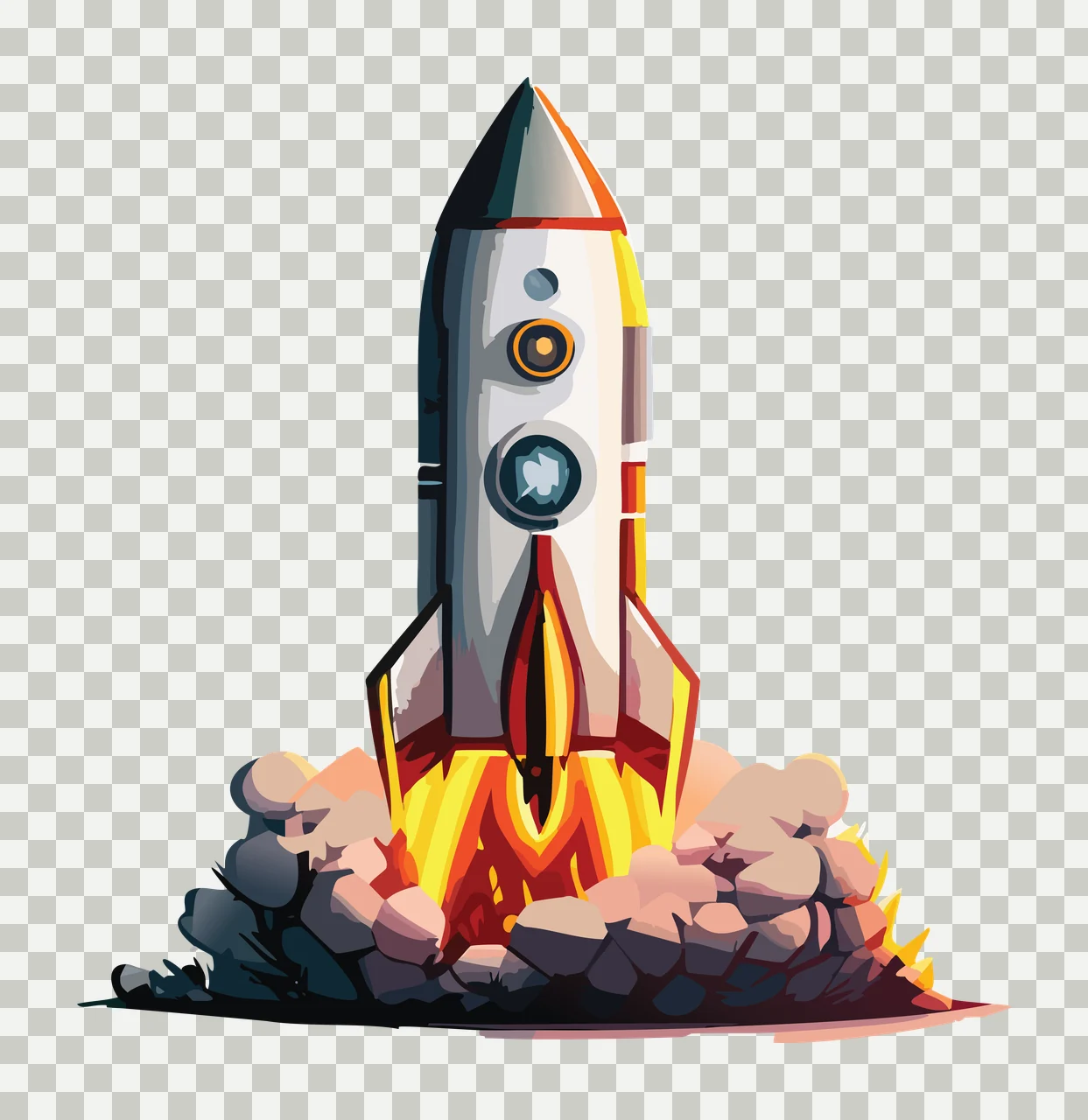 Space Rocket Ship With Mechanical Detail Lines launch exhaust transparency and detail preview thumbnail