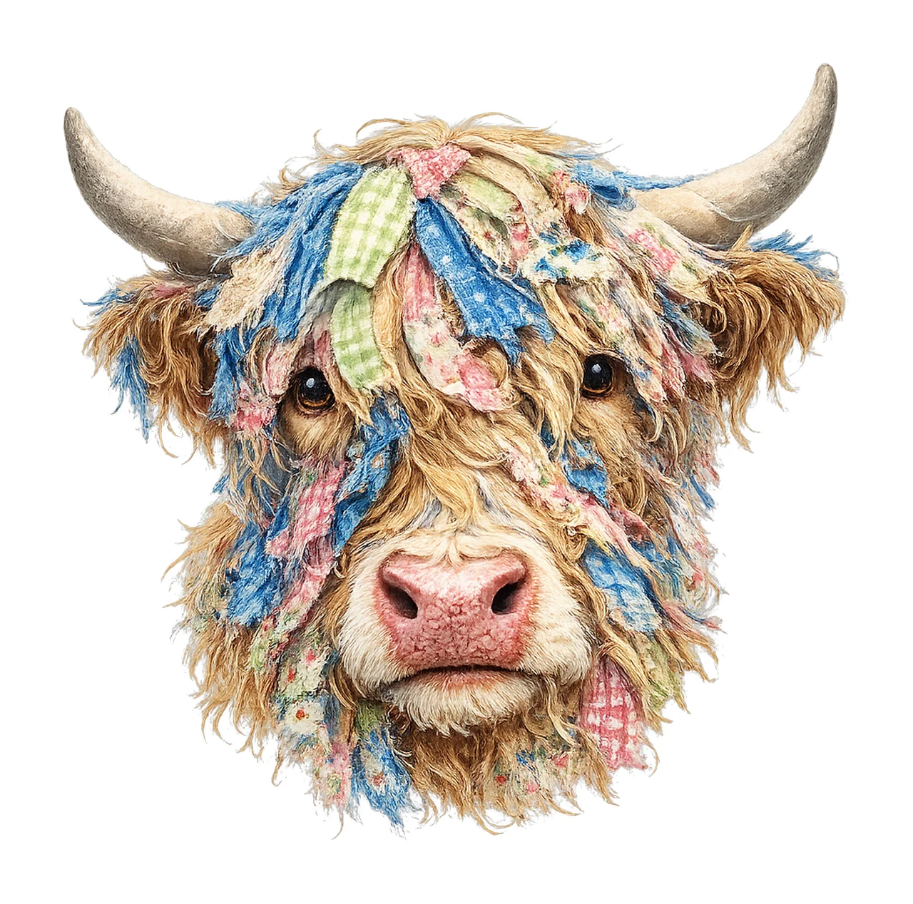 Patchwork Highland Cow Rustic Farmhouse Quilt Design