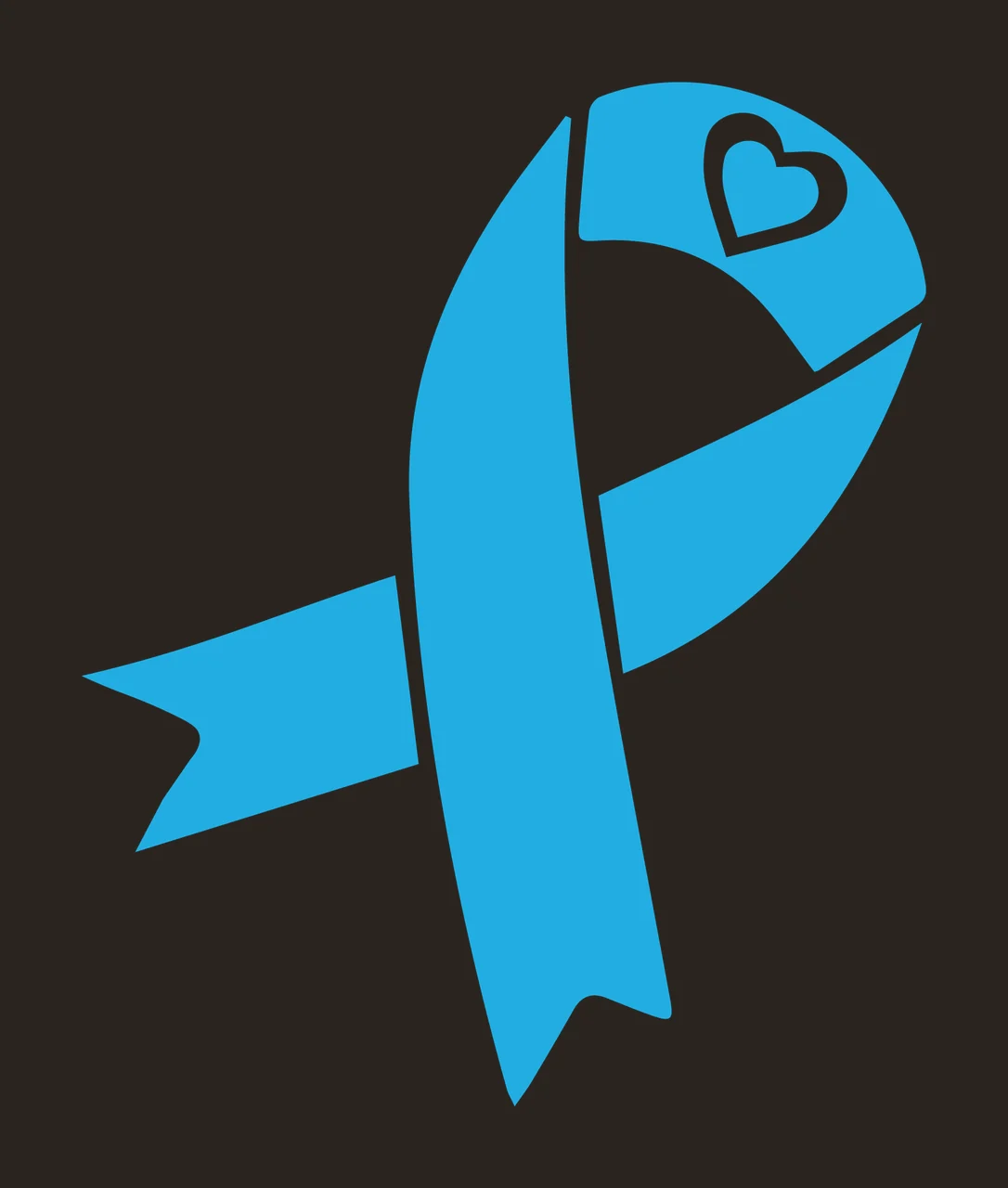 Ribbon Awareness With Heart And Silhouette In Black contrast preview thumbnail