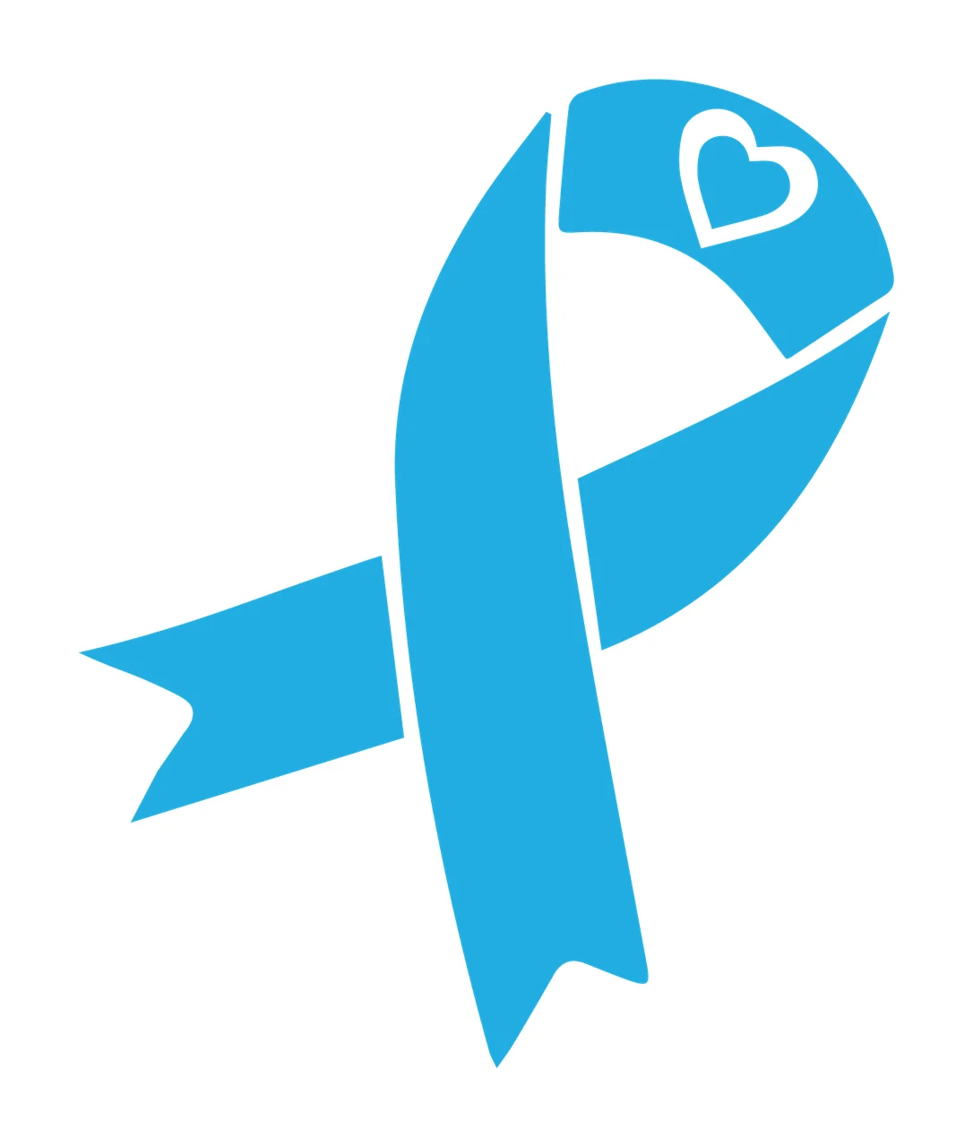 Ribbon Awareness With Heart And Silhouette In Black