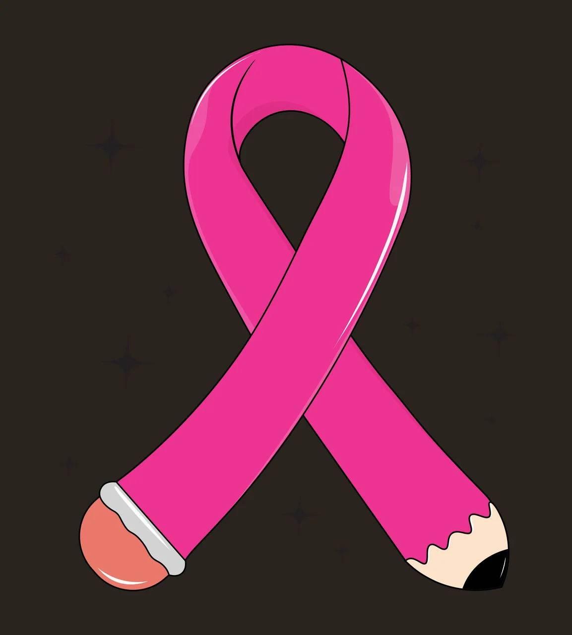 Awareness Ribbon With Sparkling Stars shining star silhouette contrast preview thumbnail