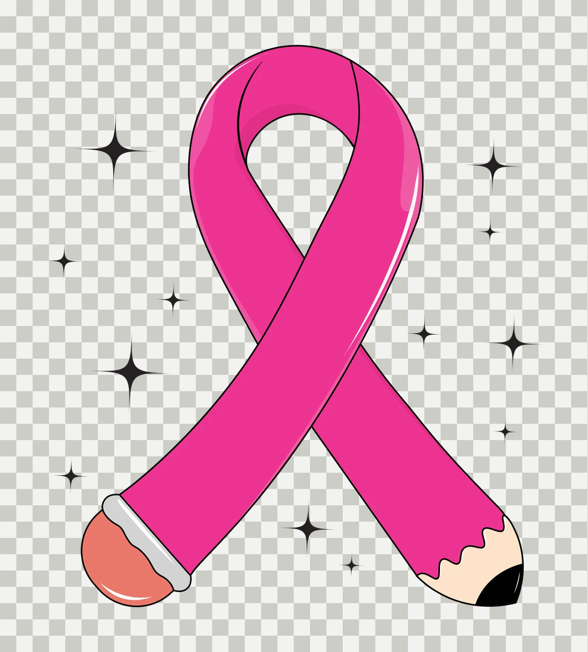 Awareness Ribbon With Sparkling Stars shining star silhouette transparency and detail preview thumbnail