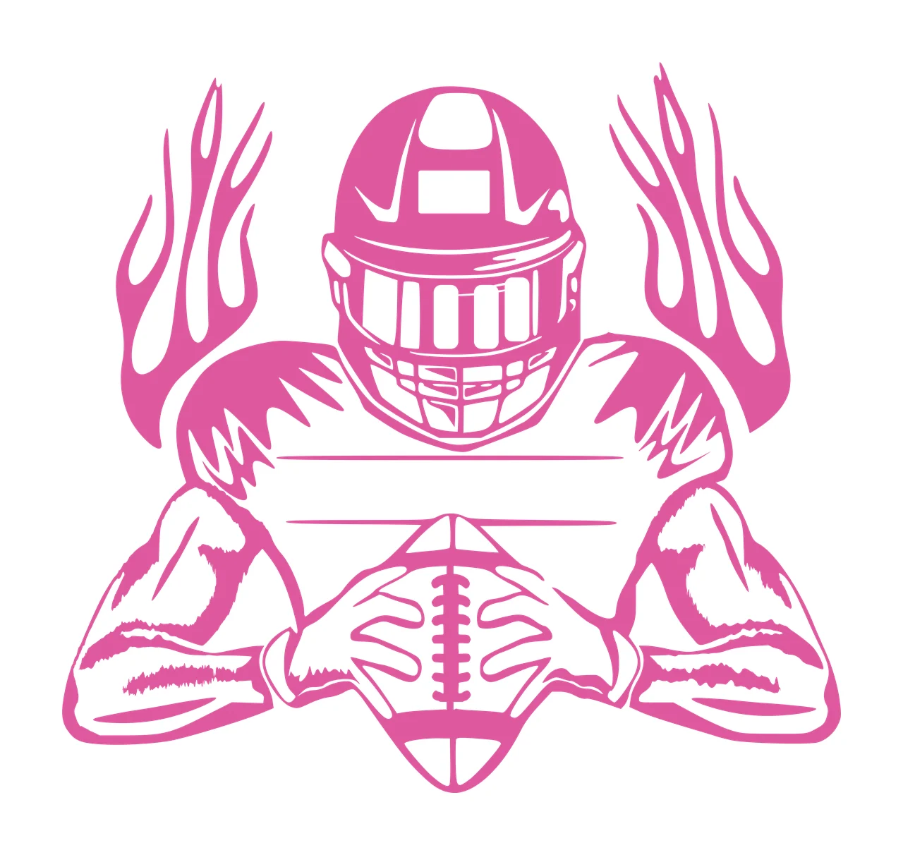 Football Player Helmet And Ball Illustration holding fire shoulders