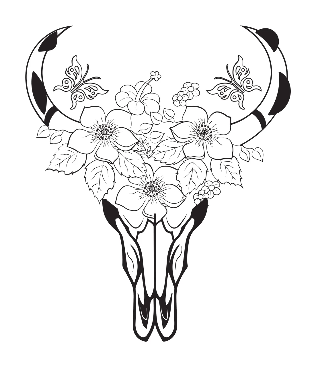Can Glass Wrap Floral Animal Skull With Butterflies adorned