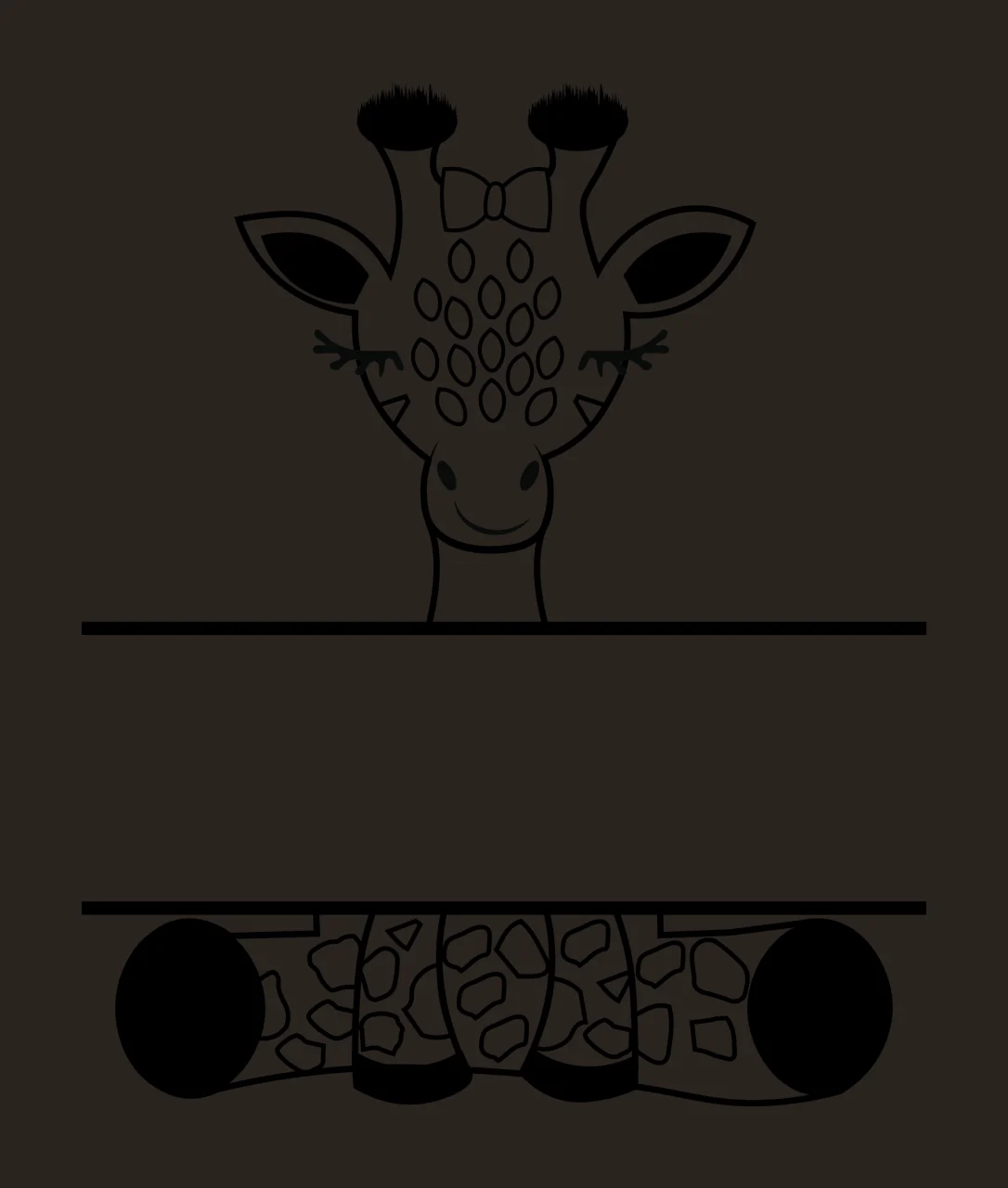 Animal Giraffe Head And Body With Banner posing legs bow simple line contrast preview thumbnail