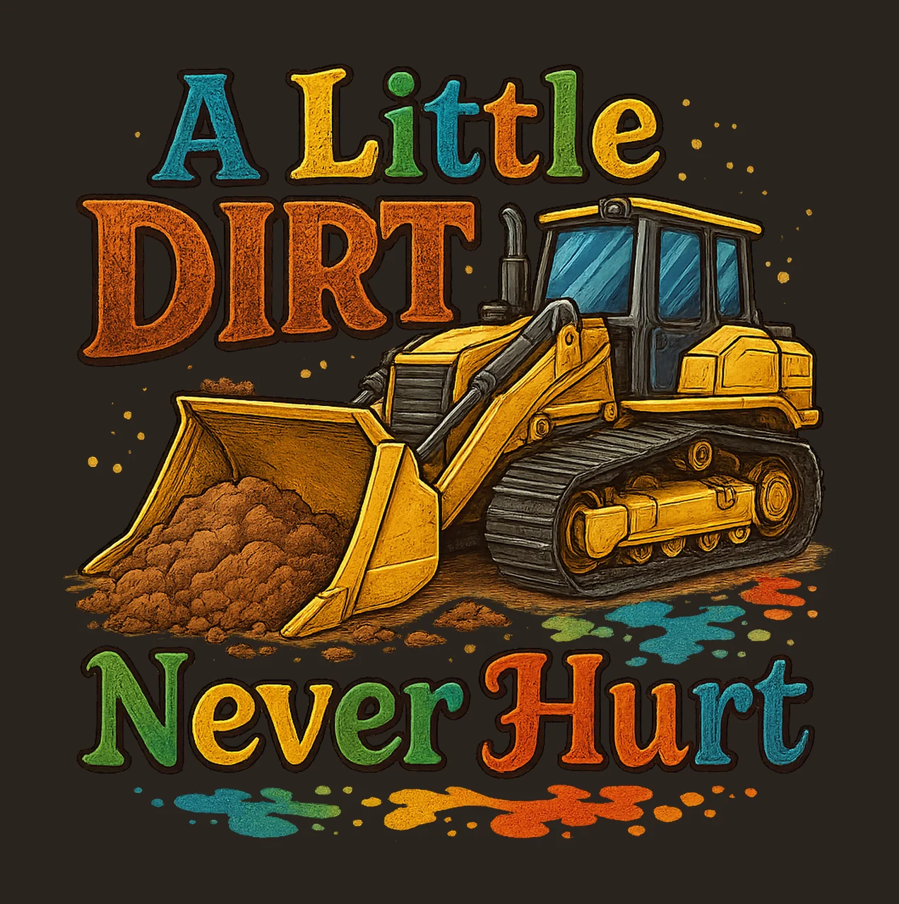 Little Dirt Never Hurt Bulldozer Artwork Construction Truck contrast preview thumbnail