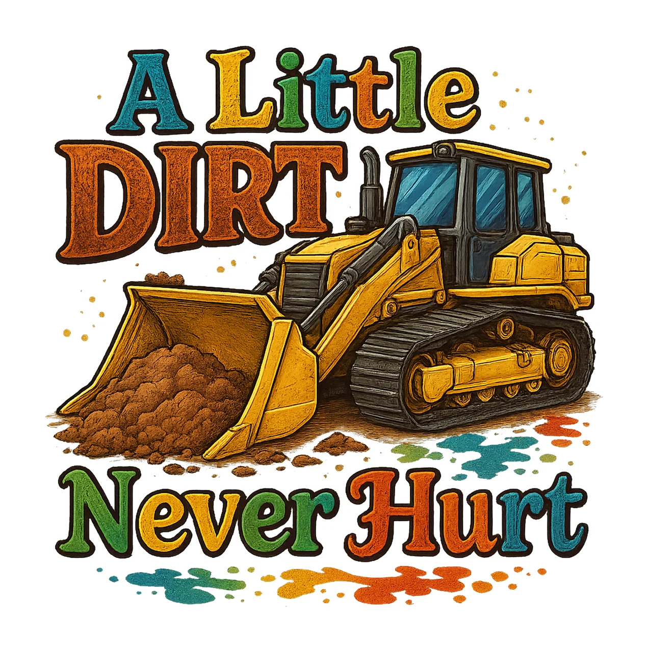 Little Dirt Never Hurt Bulldozer Artwork Construction Truck