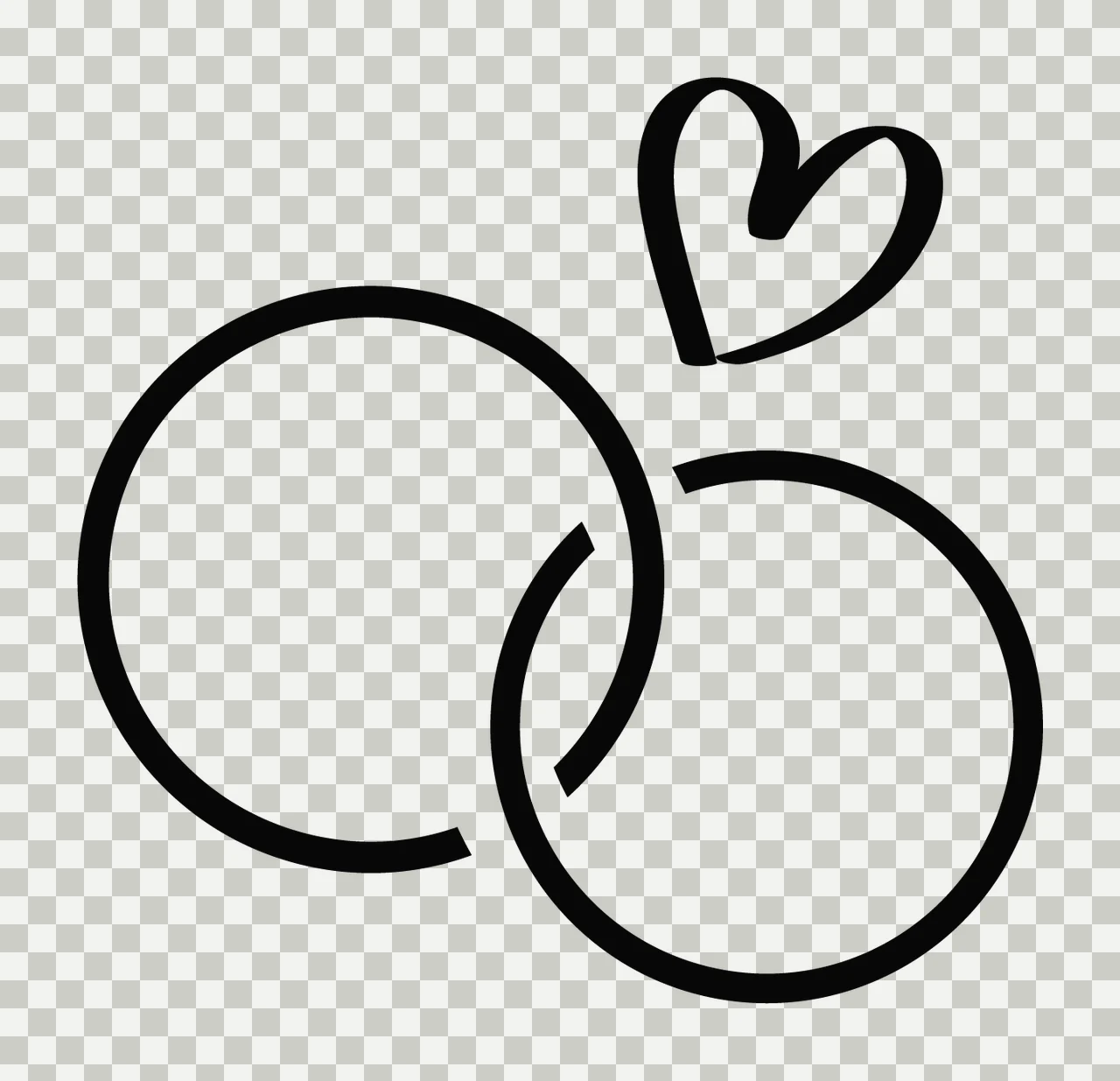Rings With Heart And Line Art In Black transparency and detail preview thumbnail