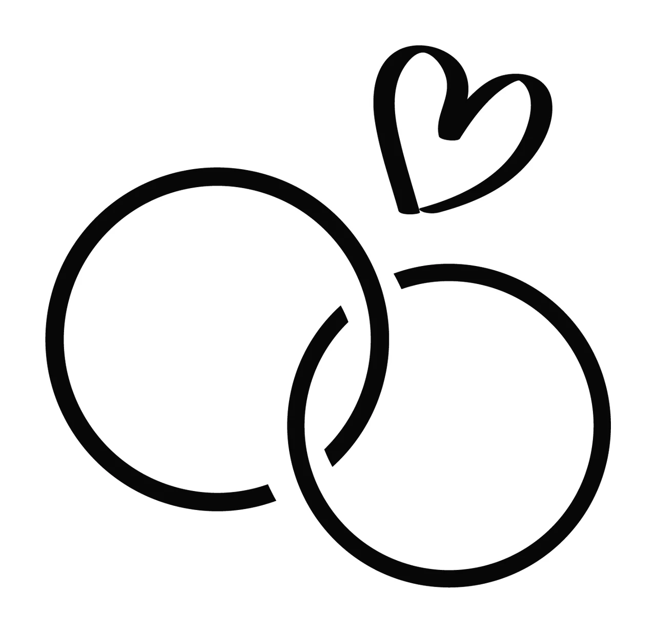 Rings With Heart And Line Art In Black