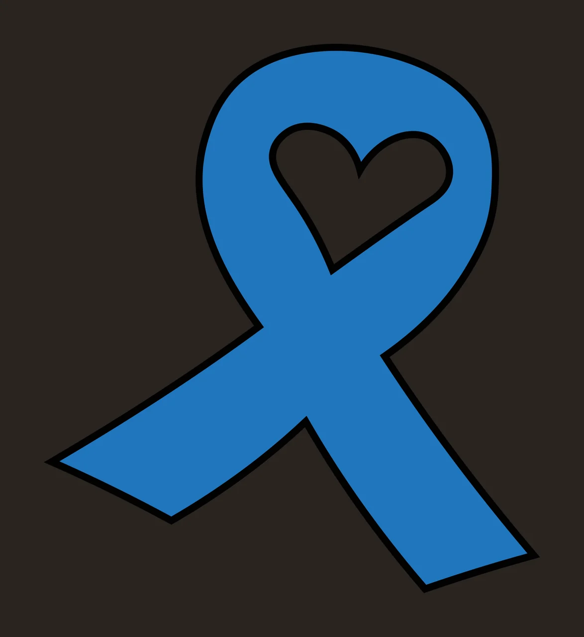 Cartoon Illustration of Blue ribbon with white heart shape in center in black contrast preview thumbnail