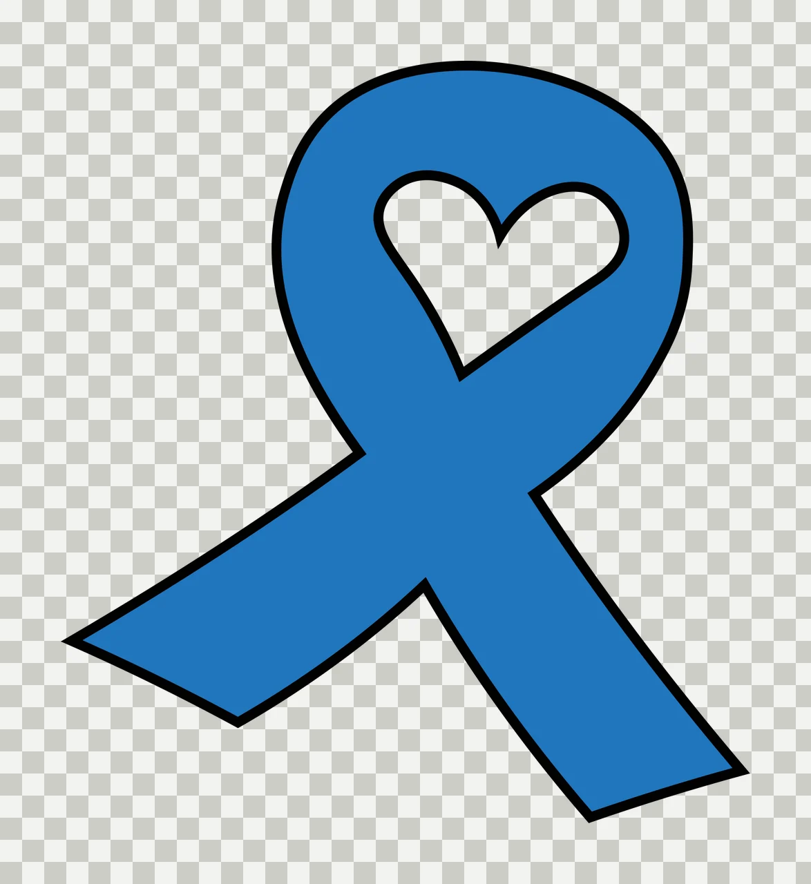 Cartoon Illustration of Blue ribbon with white heart shape in center in black transparency and detail preview thumbnail