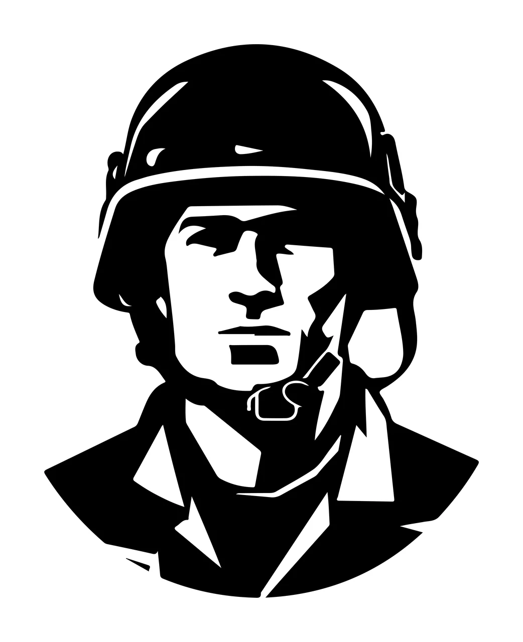 Graphic Silhouette Of A Person Wearing Protective Helmet headset