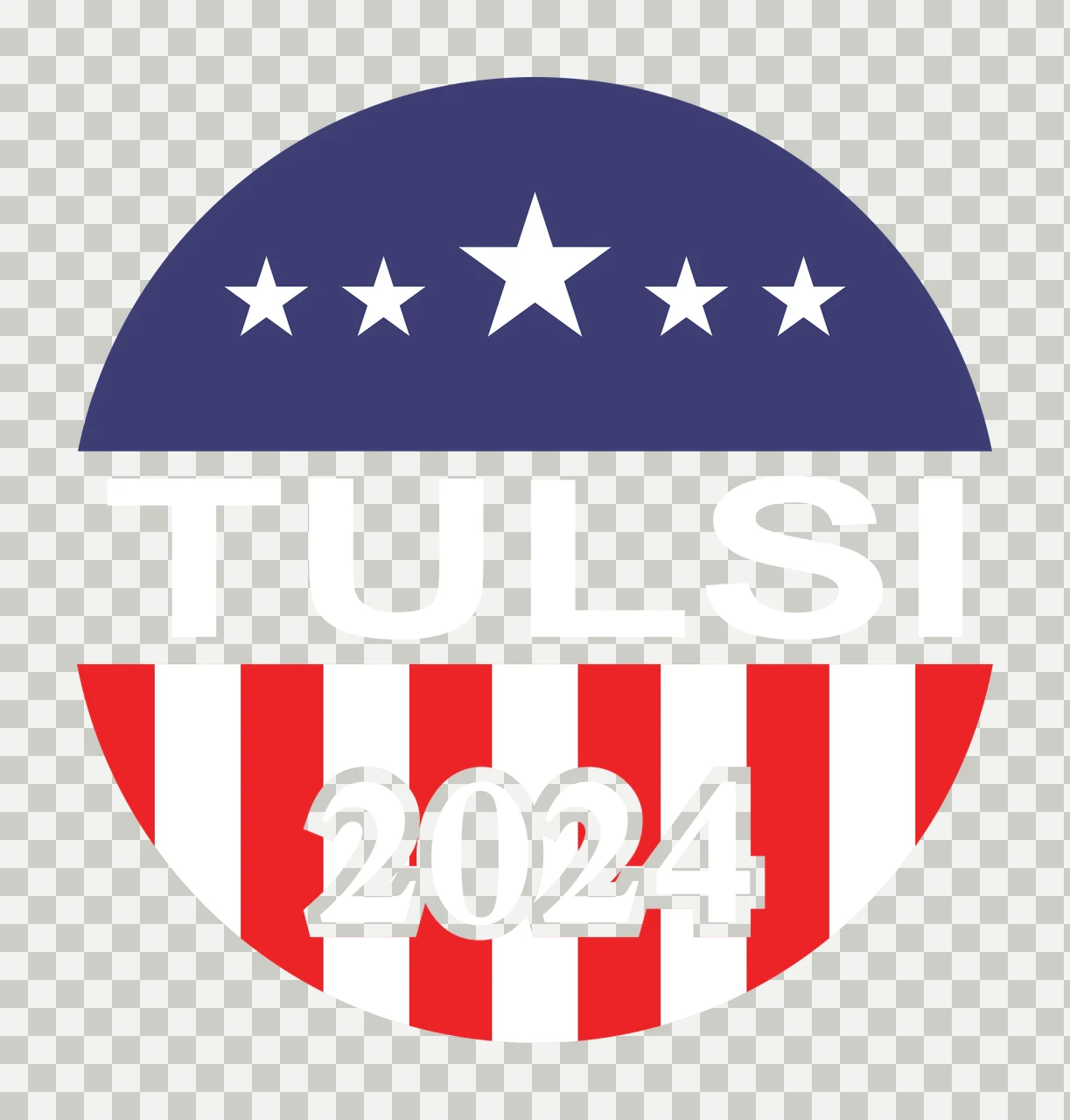 2024 Typography Design with blue semicircle with five white stars, white horizontal band, red-and-white vertical striped semicircle and white '2024' text transparency and detail preview thumbnail