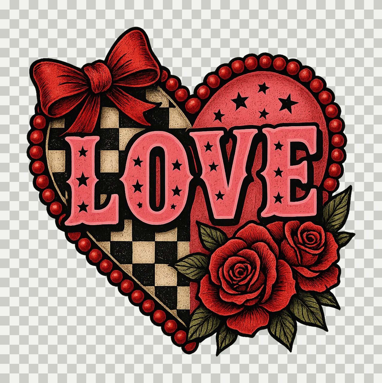 XOXO Checkered Heart Valentines Day Sublimation Design Love transparency and detail preview thumbnail