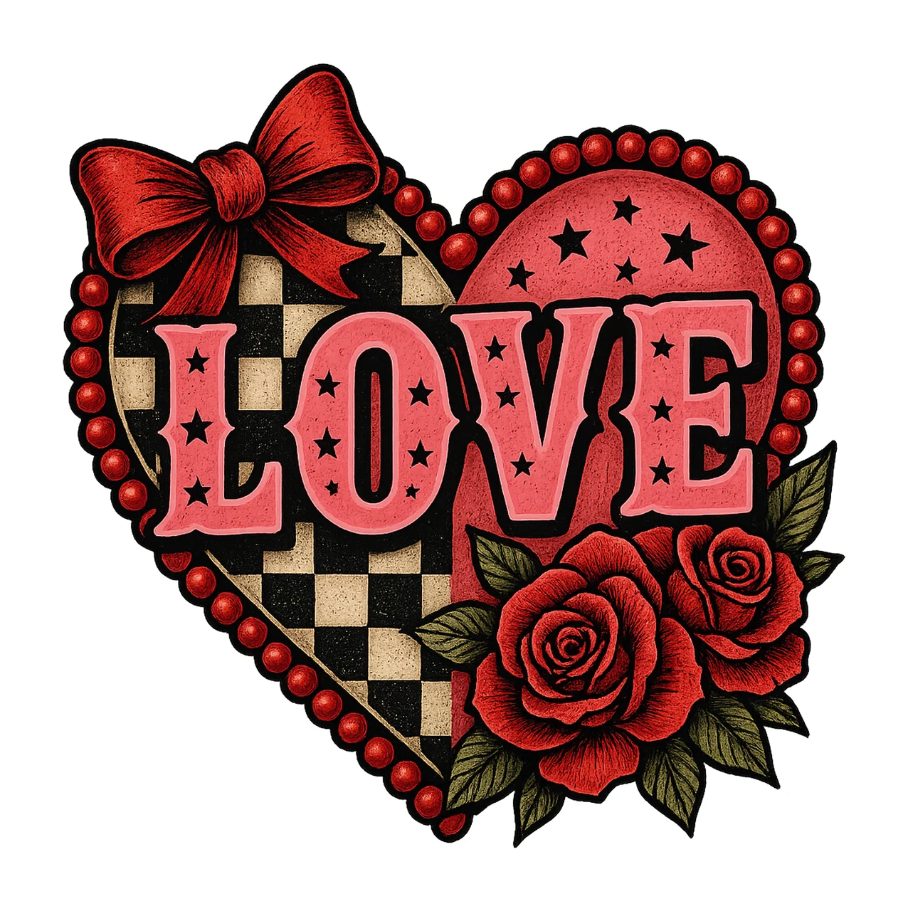 XOXO Checkered Heart Valentines Day Sublimation Design Love