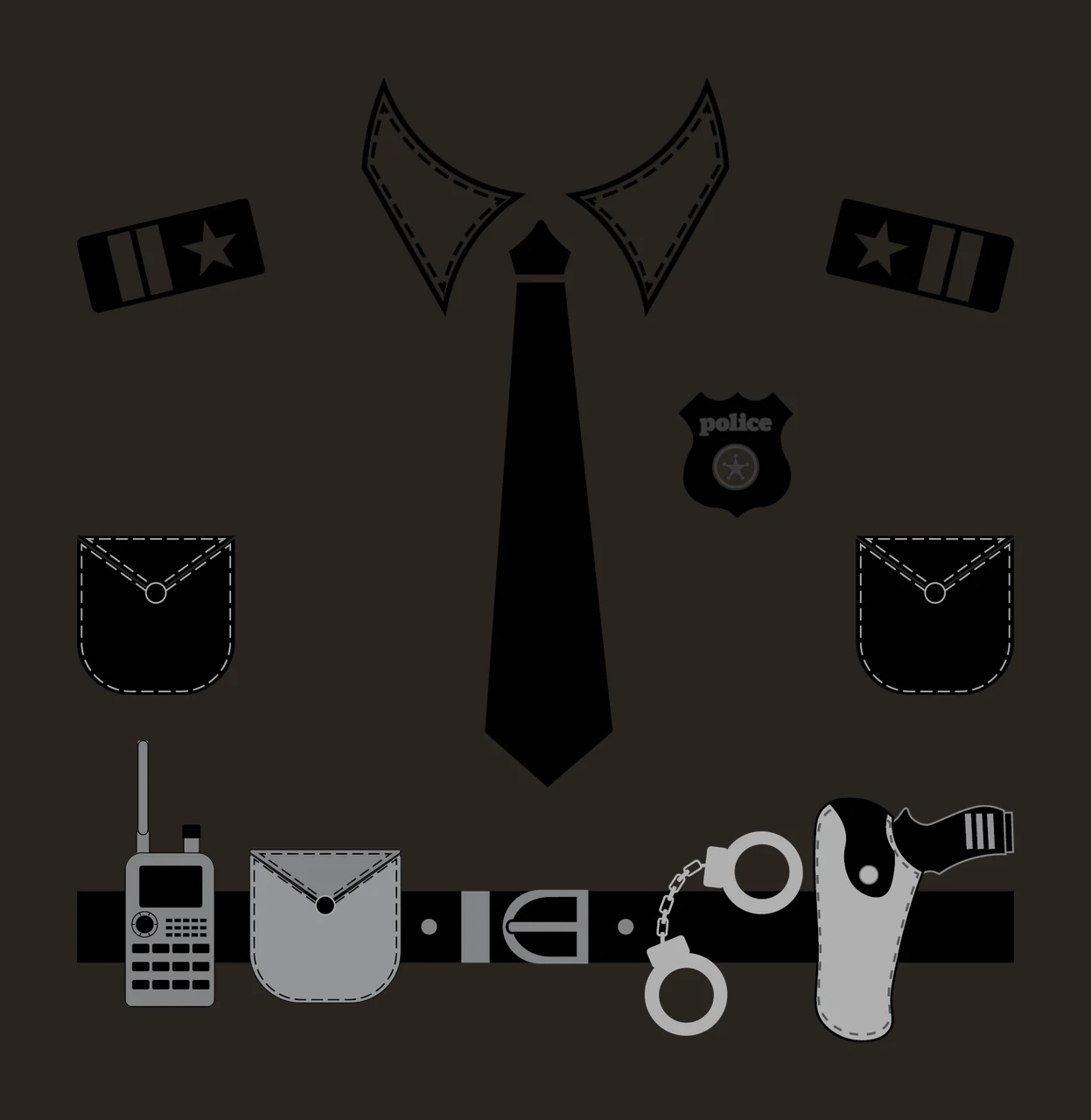 Police Uniform Accessories With Necktie Badge law enforcement contrast preview thumbnail