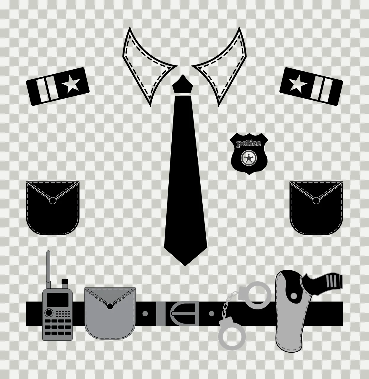 Police Uniform Accessories With Necktie Badge law enforcement transparency and detail preview thumbnail