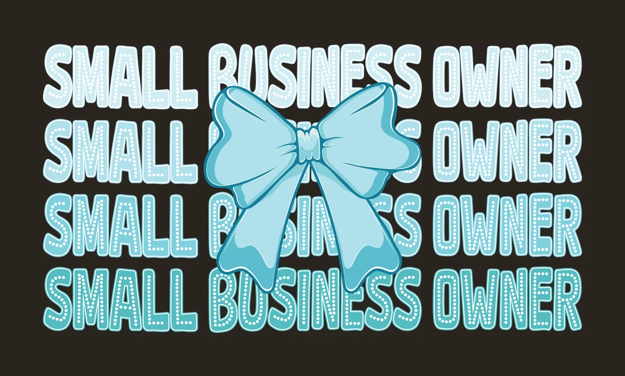 Bow Small Business Owner Text ribbon displaying graphic sticker contrast preview thumbnail