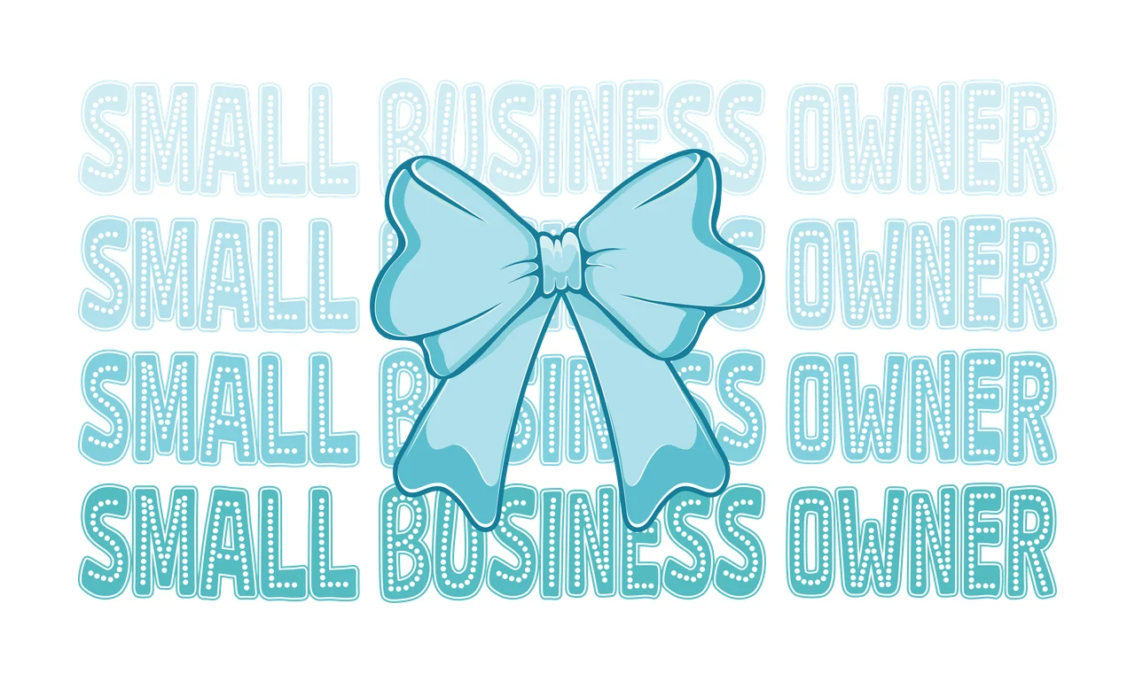 Bow Small Business Owner Text ribbon displaying graphic sticker