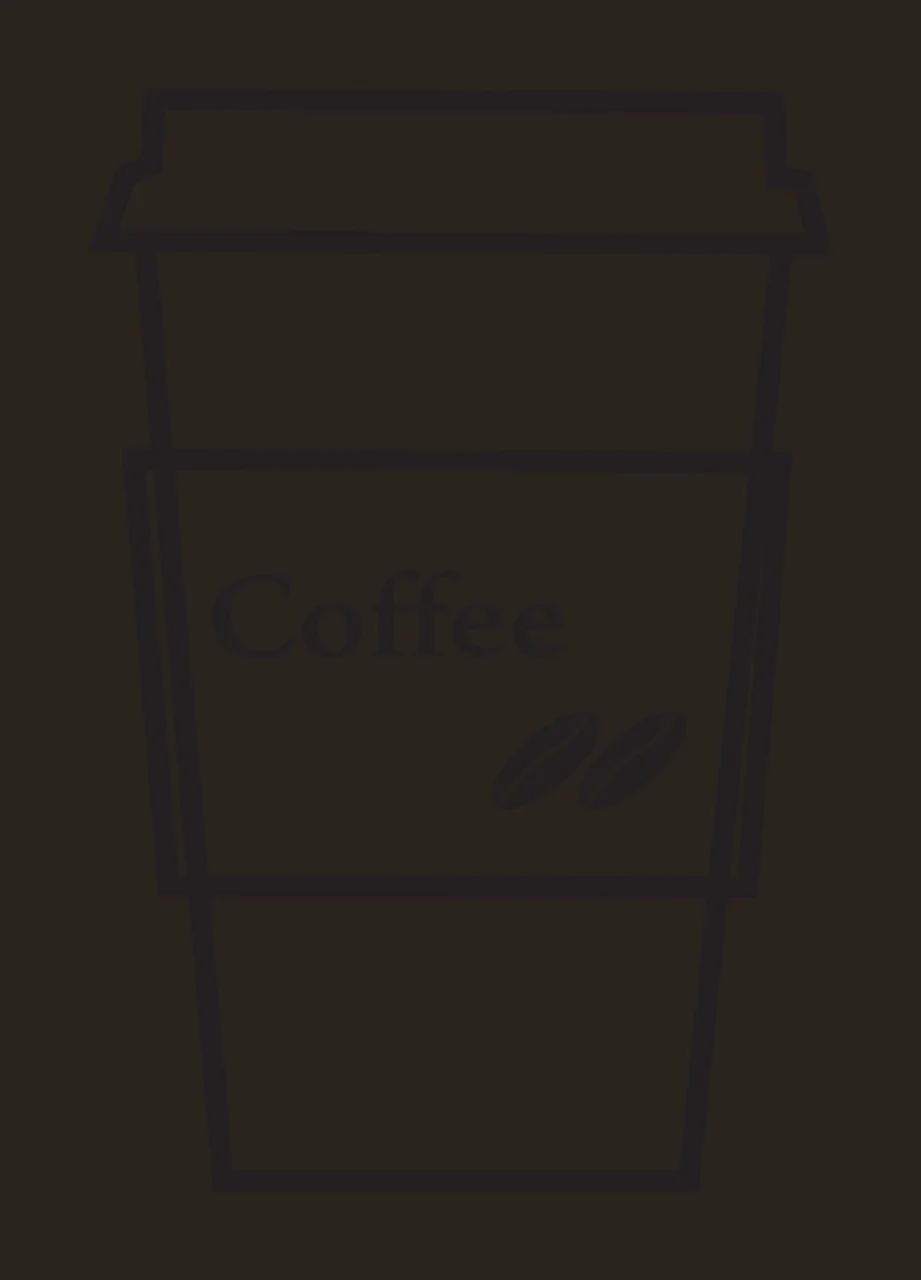 Coffee To-go coffee cup design with lid, label, text 'Coffee' and two coffee beans in black and white contrast preview thumbnail