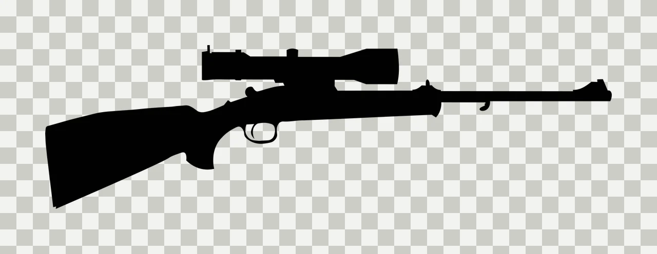 Black Silhouette Of A Long Rifle With Telescopic scope trigger transparency and detail preview thumbnail