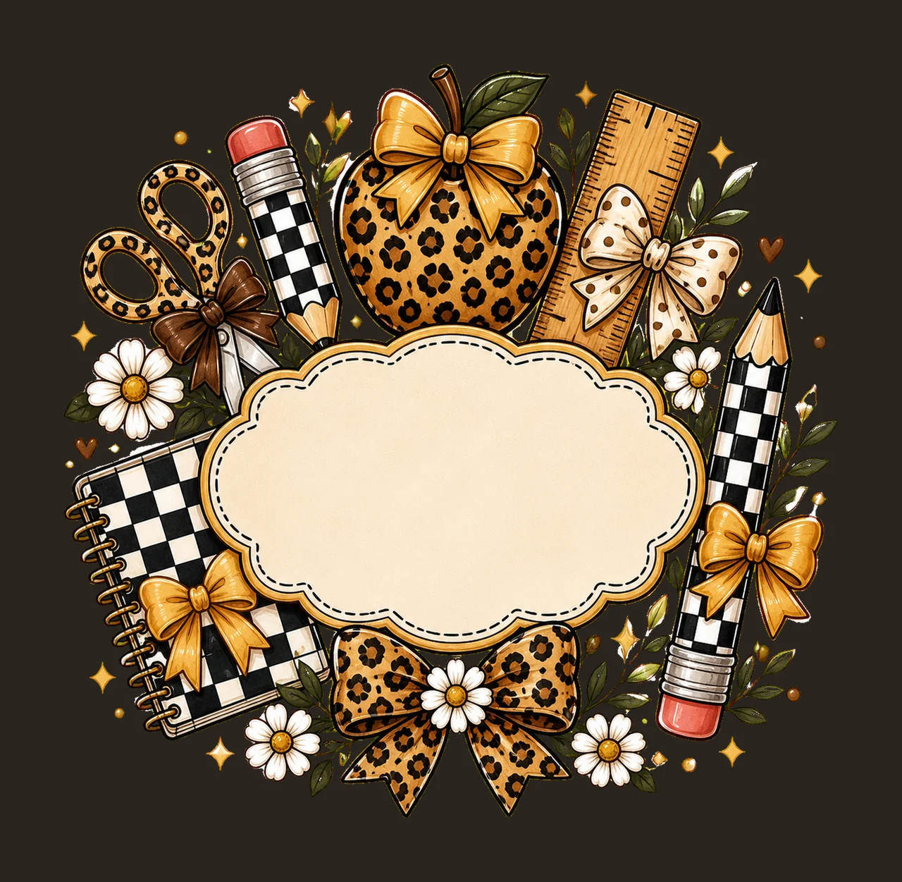 Custom Teacher Apple Teacher Love Inspire School Variation F contrast preview thumbnail
