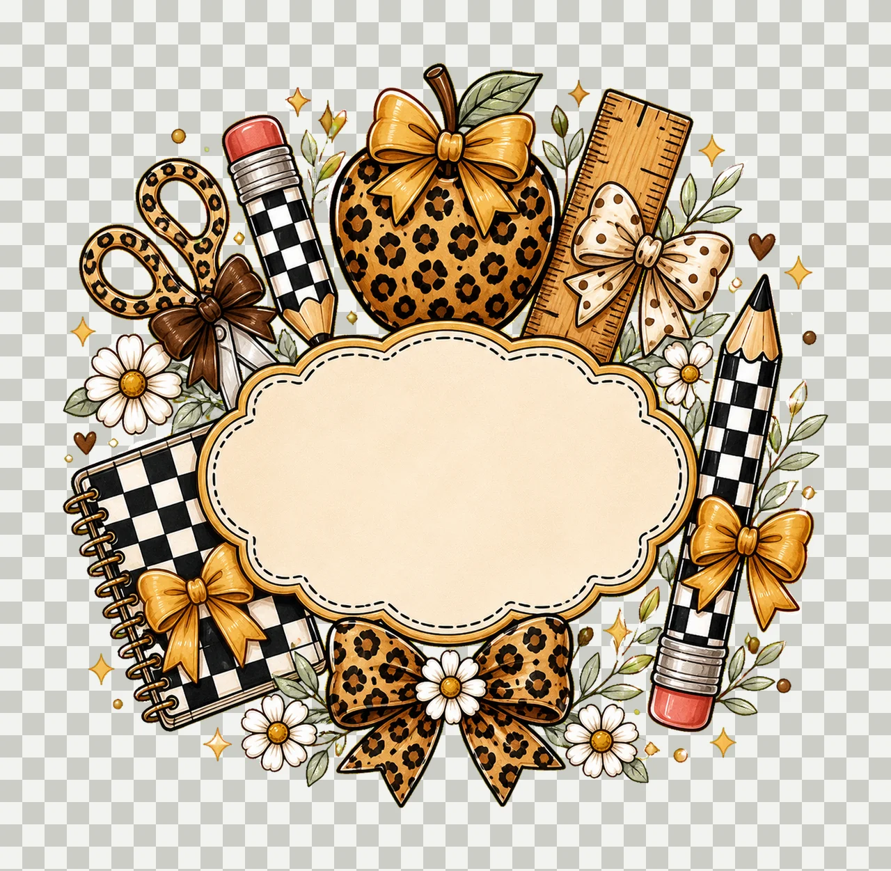 Custom Teacher Apple Teacher Love Inspire School Variation F transparency and detail preview thumbnail