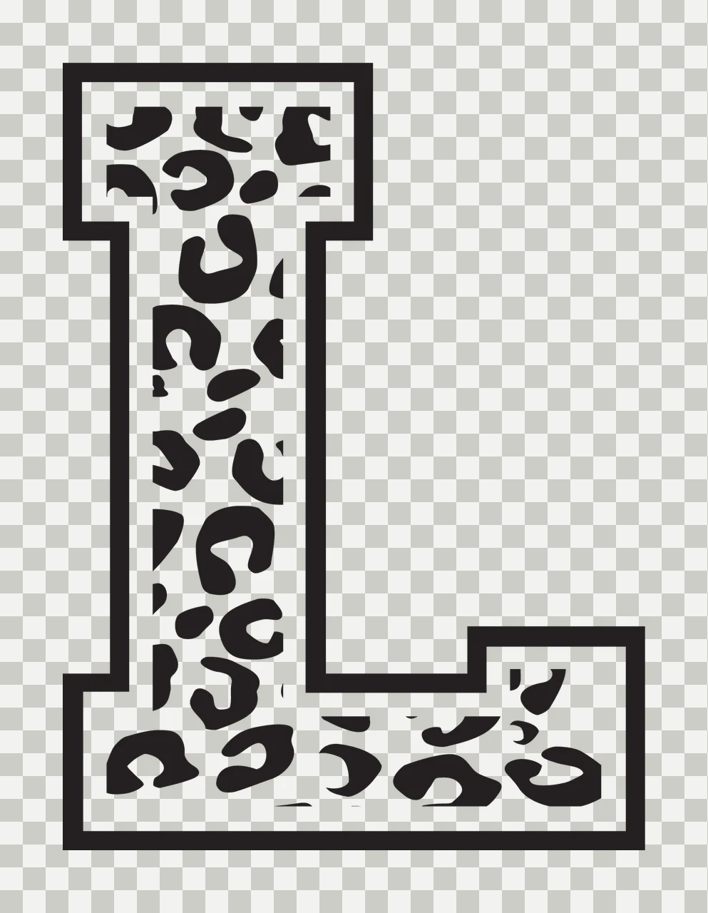 Can Glass Wrap L Letter With Leopard Print transparency and detail preview thumbnail