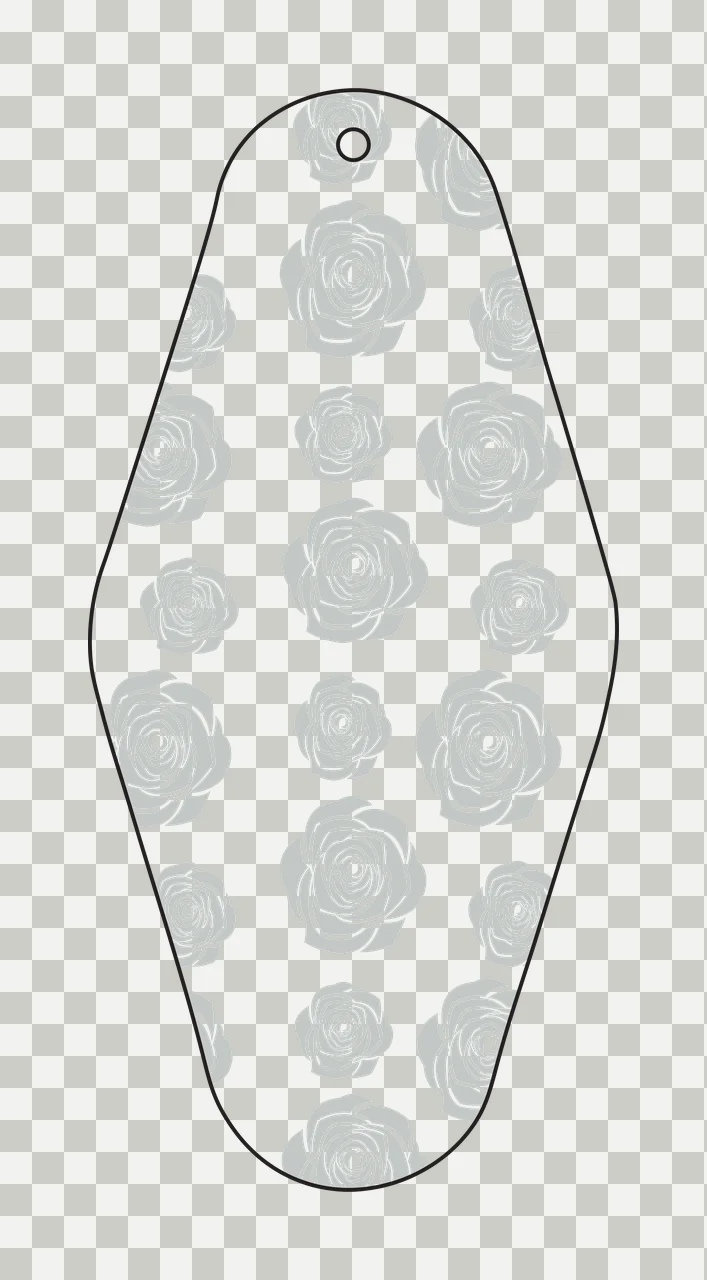 Classic Motel Keychain Ovoid Pattern Filled With Black roses transparency and detail preview thumbnail