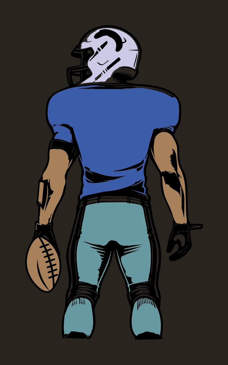 Football Player Silhouette Holding Ball standing helmet uniform contrast preview thumbnail