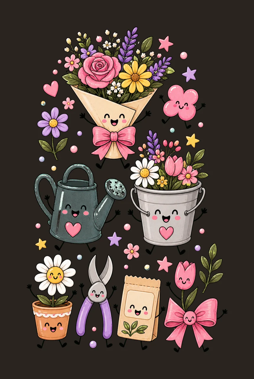 Florist Flower Shop Design Doodle Style Variation D contrast preview thumbnail