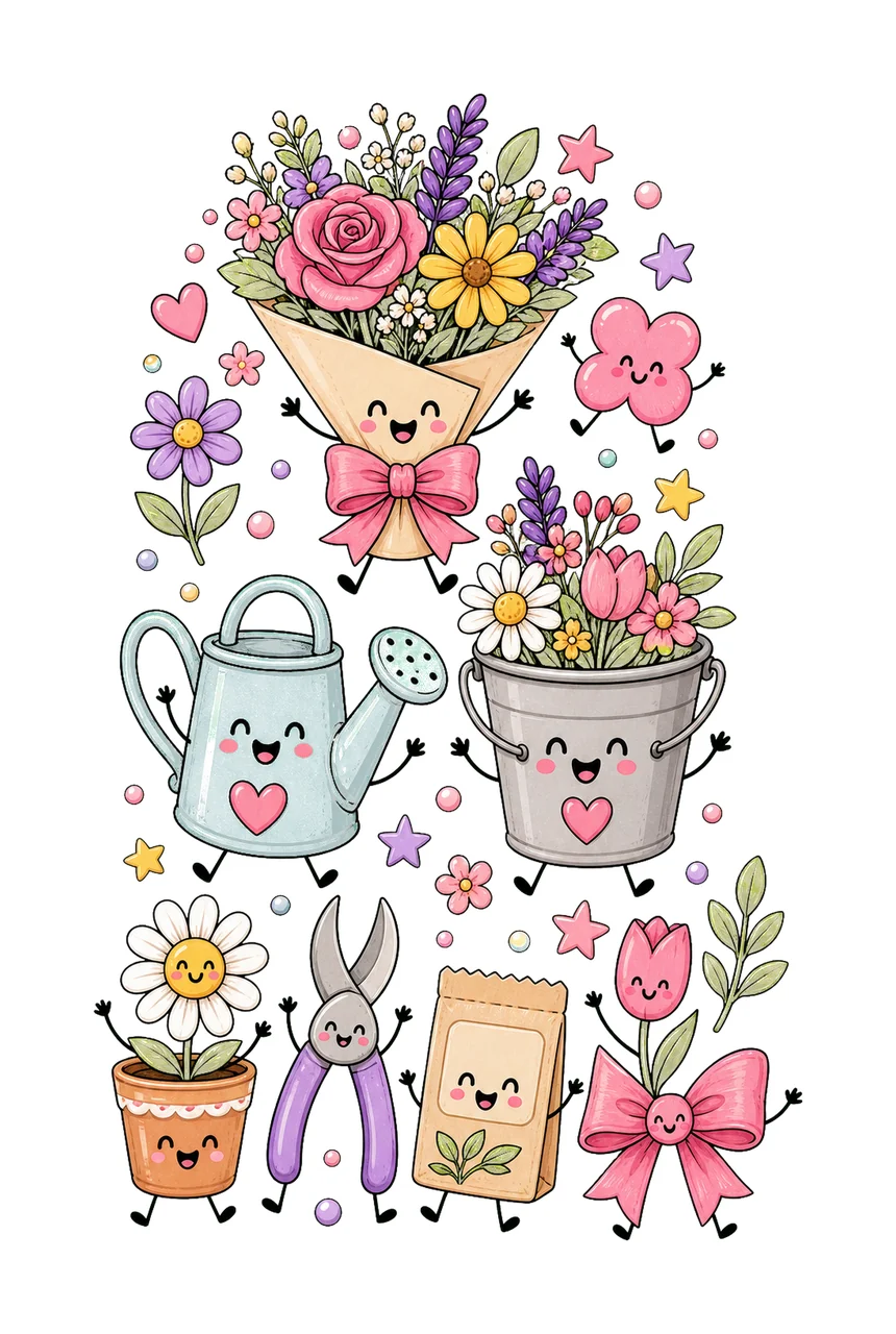 Florist Flower Shop Design Doodle Style Variation D