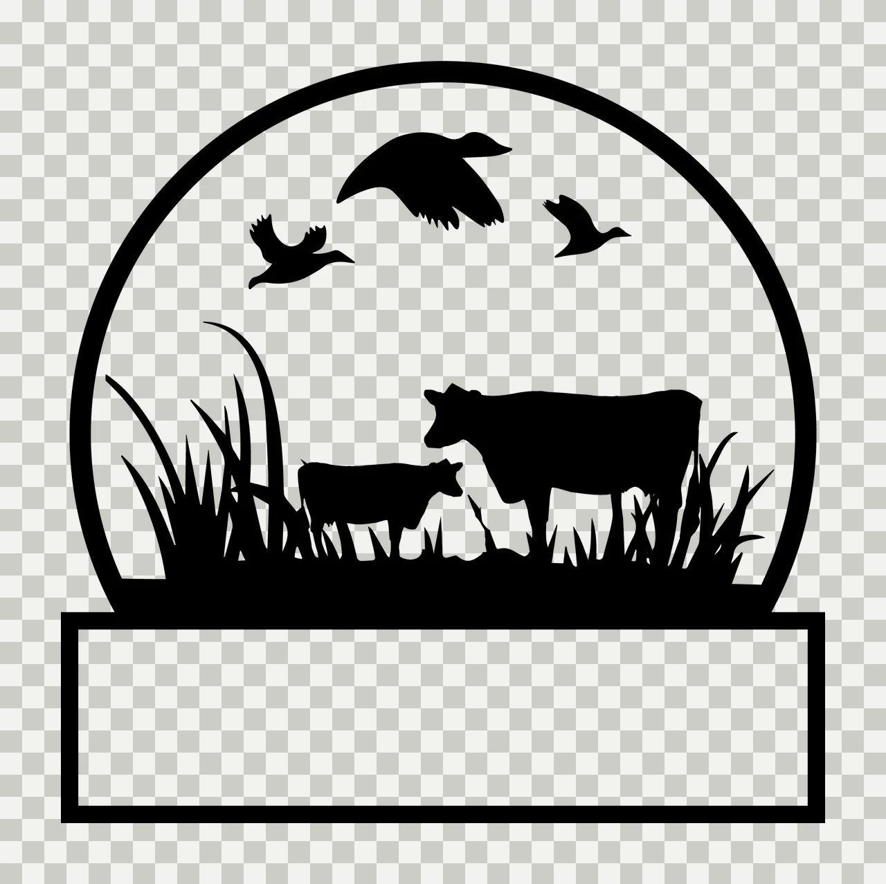 Cattle And Ducks In Frame standing grass arch rectangle silhouette transparency and detail preview thumbnail