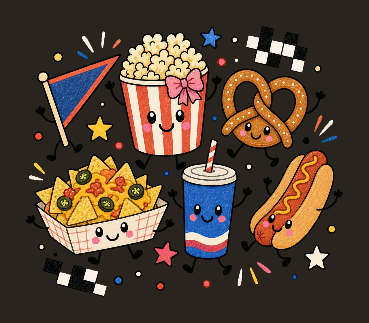 game day snacks 02 preppy checker sublimation instant shirt contrast preview thumbnail
