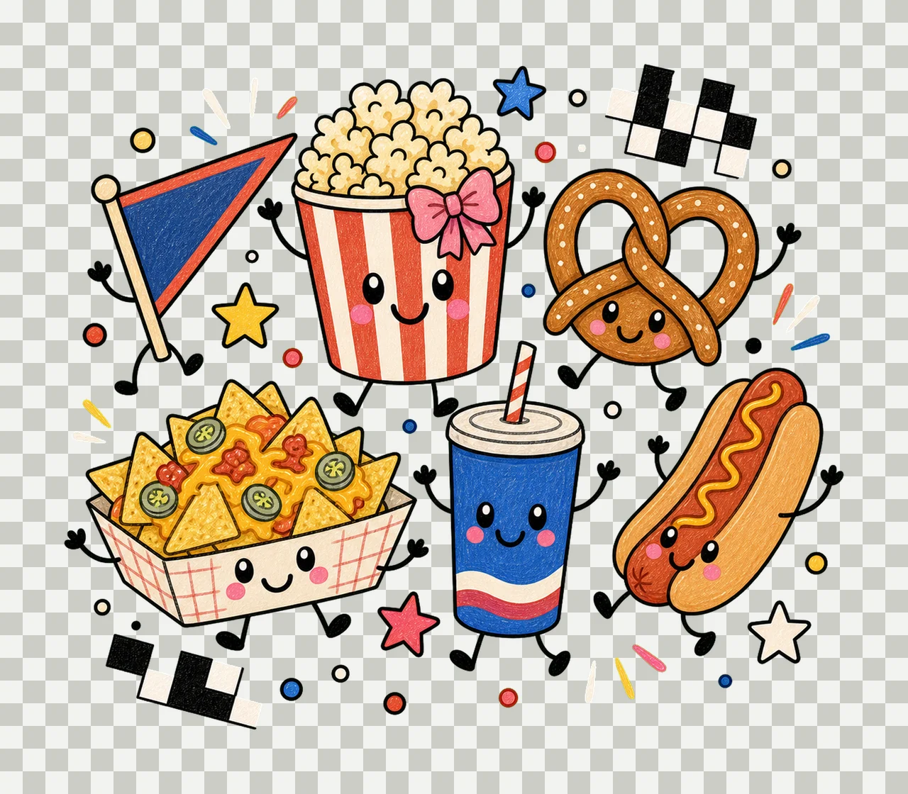 game day snacks 02 preppy checker sublimation instant shirt transparency and detail preview thumbnail