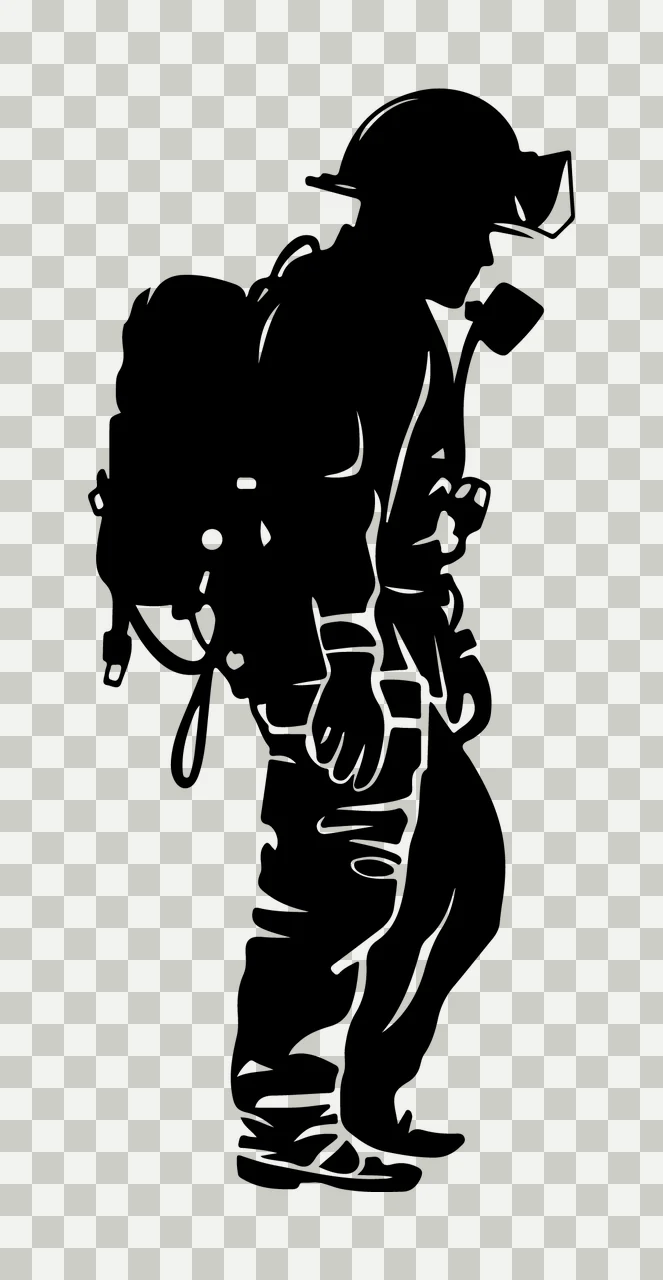 Can Glass Wrap Firefighter In Gear Silhouette transparency and detail preview thumbnail