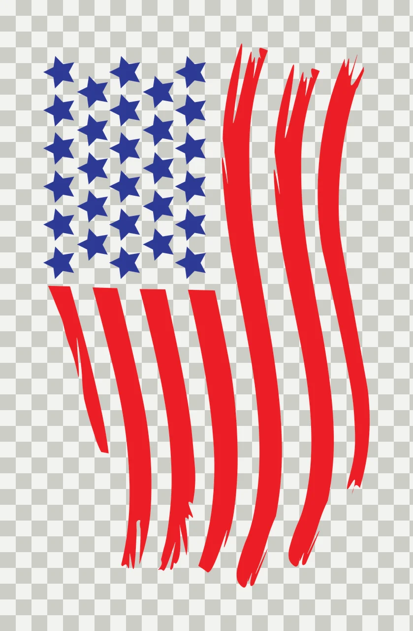 Flag American Waving Vertical Stripes stars brush stroke black transparency and detail preview thumbnail