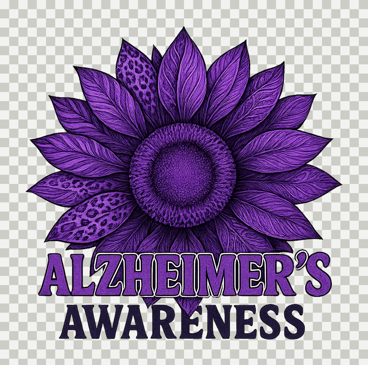 Alzheimers Awareness Purple Ribbon Design Memory Matters transparency and detail preview thumbnail