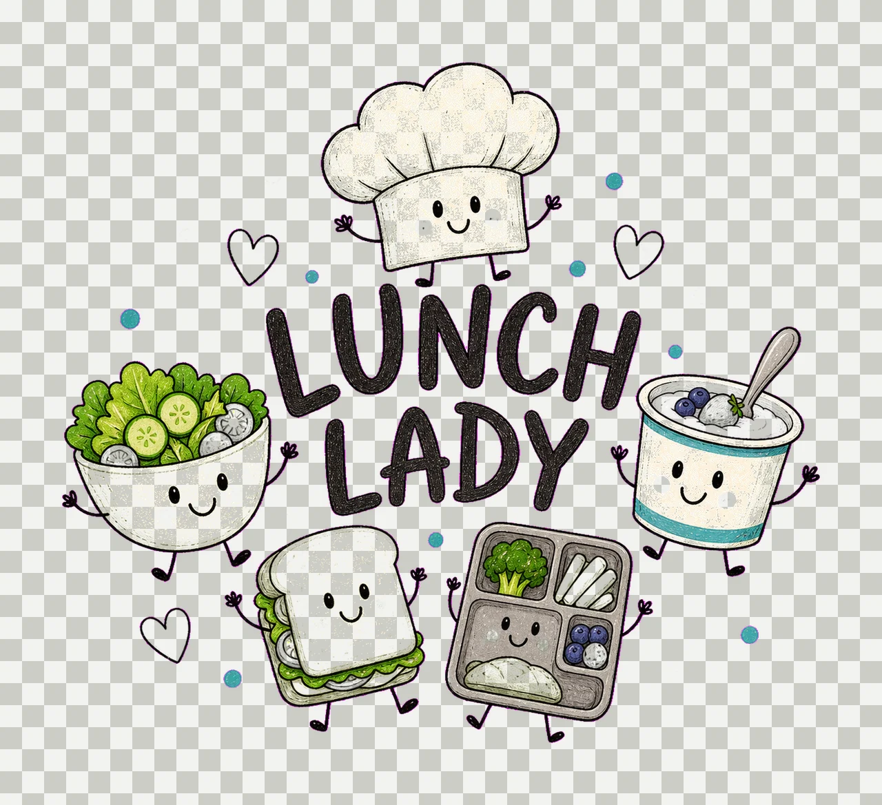 Lunch Lady School Cafeteria Worker Shirt Design Variation C transparency and detail preview thumbnail