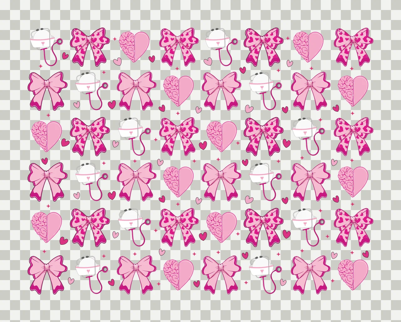 Bow Bows And Hearts Silhouette Pattern Repeating heart star transparency and detail preview thumbnail