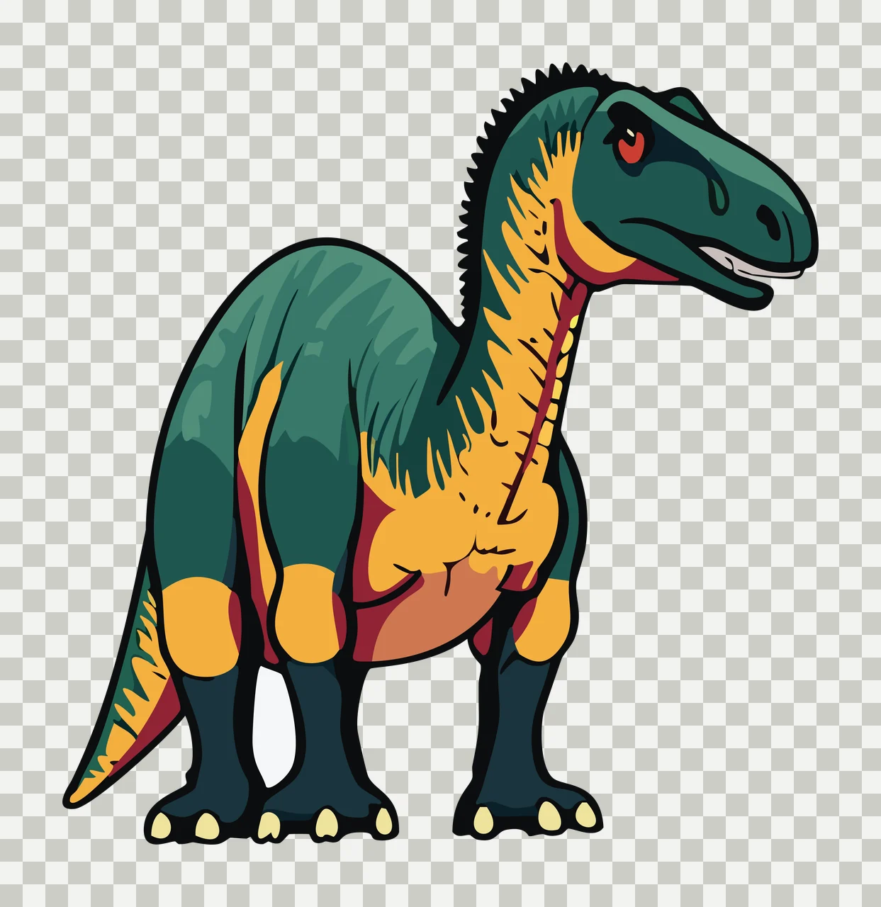 Dinosaur Hadrosaur Silhouette Profile standing black white transparency and detail preview thumbnail