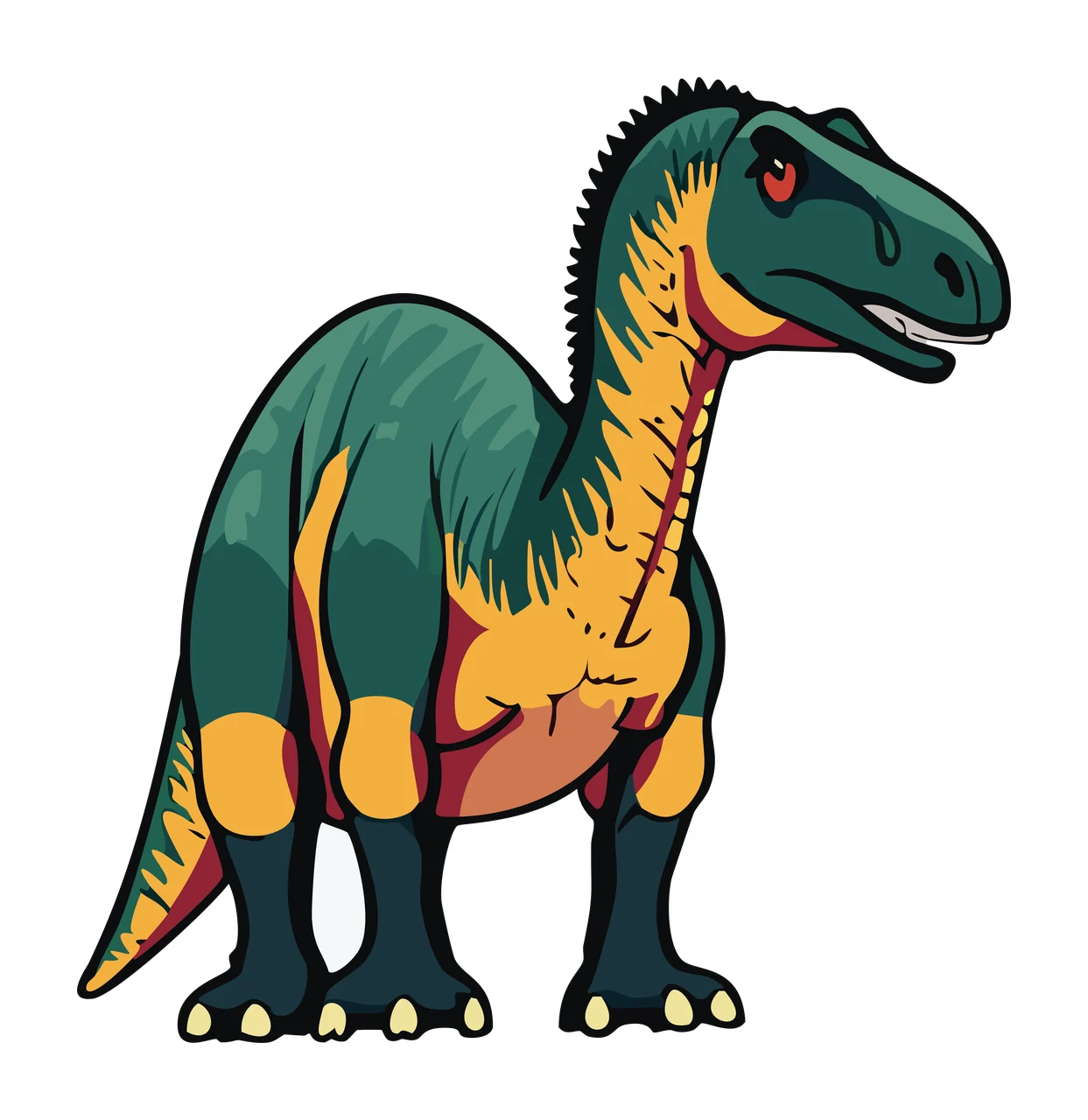 Dinosaur Hadrosaur Silhouette Profile standing black white